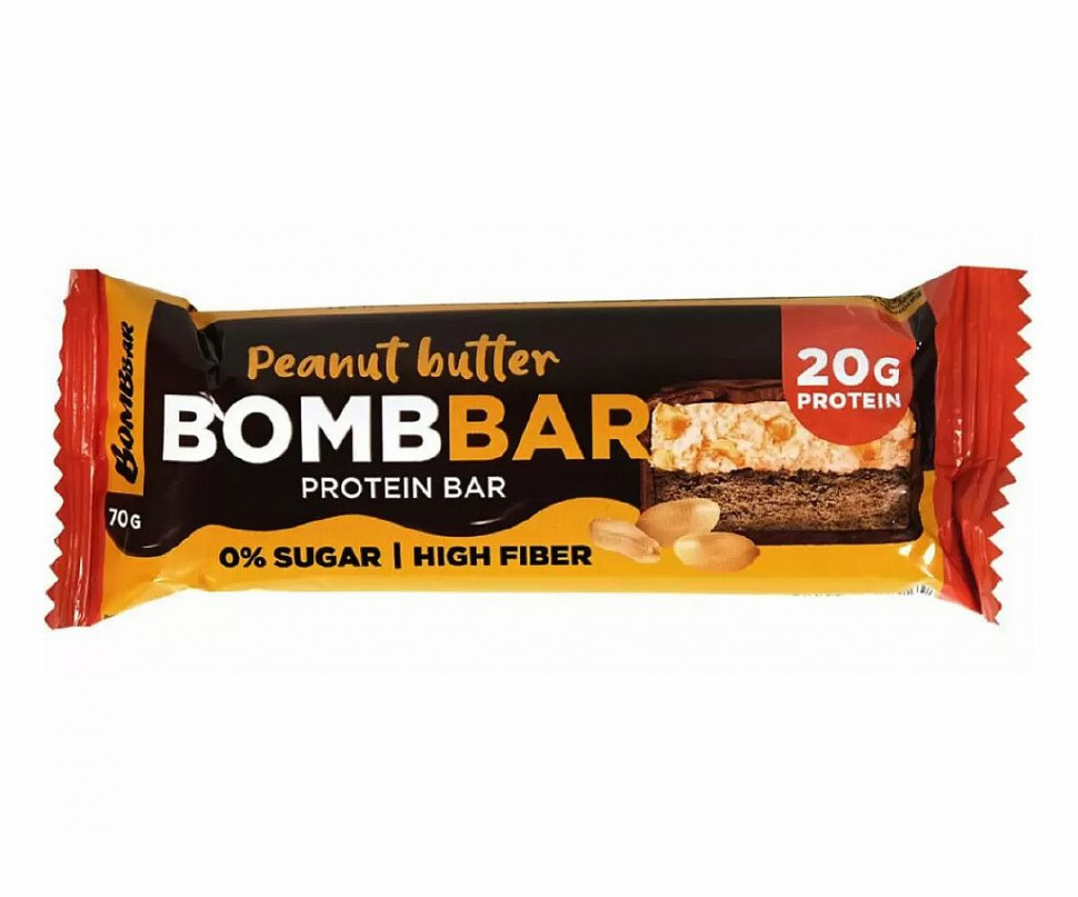 BOMBBAR Батончик глазированный "Ореховый кофе Раф" 70г фото 1 — 65fit