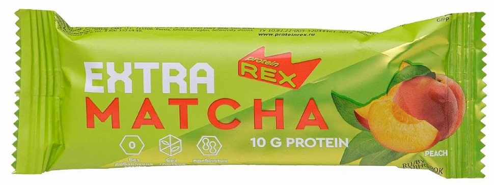 #Protein Rex Батончик с протеином Матча-персик 40г/18 фото 1 — 65fit