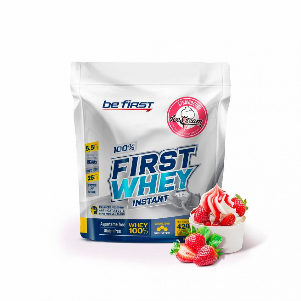 FIRST Whey instans 420гр клубничное морожен. .BE FIRST фото 1 — 65fit