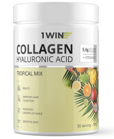 1WIN Коллаген + hyal.acid, Тропический микс, 180г, 30 порц. бад — 65fit
