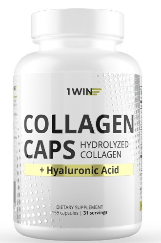 1WIN Коллаген в капсулах + Гиалуроновая кислота + Витамин С, 155 капсул, бад — 65fit