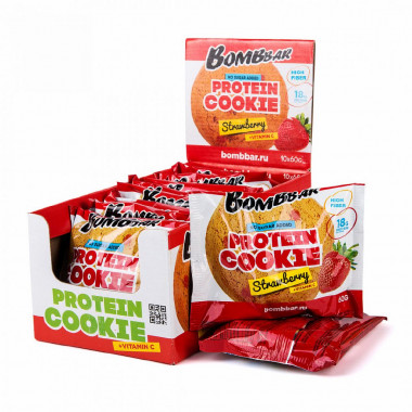 BOMBBAR Печенье неглазированное с коллагеном &quot;Клубника&quot; 60г — 65fit
