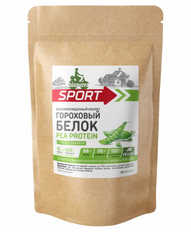 Изолят горохового белка 500гр, Bionova — 65fit