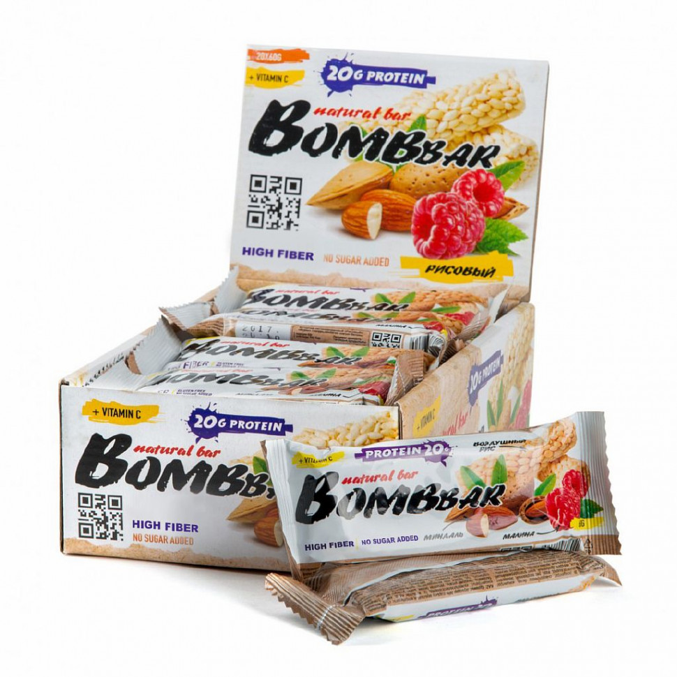 BOMBBAR Батончик неглазированный "Рисовый" 60г фото 1 — 65fit