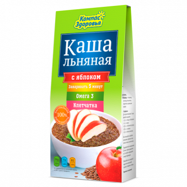 Каша льняная с яблоком 250гр, Компас Здоровья — 65fit