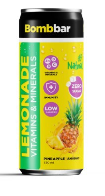 ТМ Bombbar Напиток безалкогольный газированный обогащённый &quot;Лимонад со вкусом ананаса&quot; 330 мл — 65fit