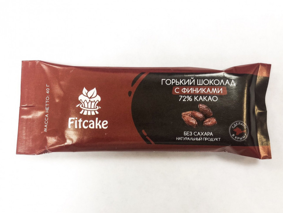 FitCake Батончик шоколад черный без сахара 40г/30 фото 1 — 65fit