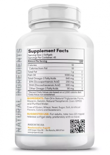 #PROPER VIT Ultimate Omega3 DHA Triglyceride 500mg 90 softgel — 65fit