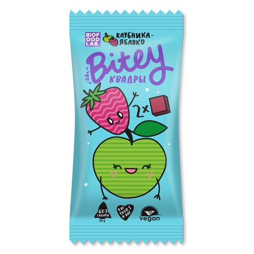 BITEY КВАДРЫ Батончик овсяно-фруктовый Яблоко-клубника 30г фото 1 — 65fit