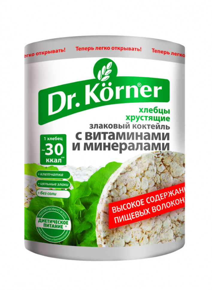 DR.KÖRNER Хлебцы "Злаковый коктейль" с витаминами и минералами 100г фото 1 — 65fit