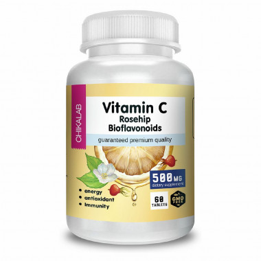 CHIKALAB Комплексная пищевая добавка &quot;Витамин С+шиповник+биофлавониды&quot; 60 таблеток — 65fit