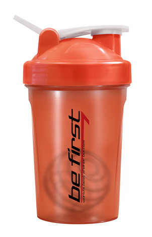Спортивный шейкер с шариком коралловый 400мл, BE FIRST — 65fit