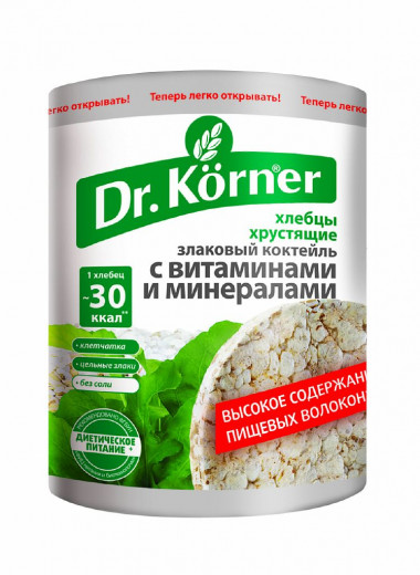 DR.KORNER Хлебцы хрустящие &quot;Рисовые с витаминами&quot; 100г — 65fit