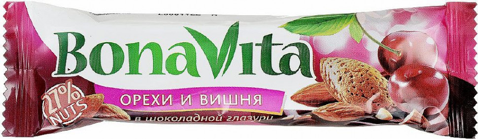 BONA VITA Батончик ореховый с вишней в шоколадной глазури 35г/24 фото 1 — 65fit