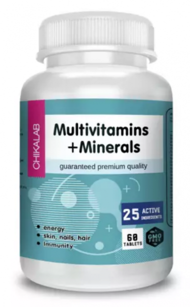 CHIKALAB Комплексная пищевая добавка &quot;МультиВитамины+ Минералы&quot; 60 таблеток — 65fit