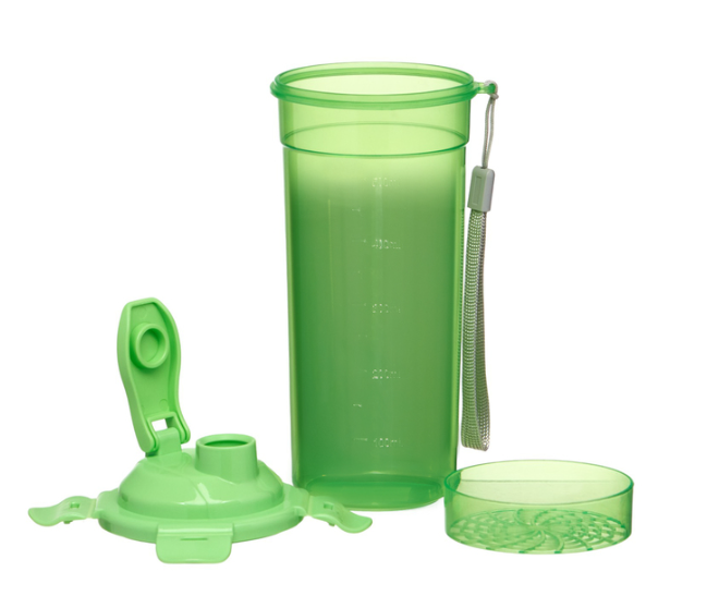 Шейкер спортивный для коктейлей, спортивного питания, 500 мл, с ситом, 21 х 8.5 см, зелёный 10702977 фото 1 &mdash; 65fit