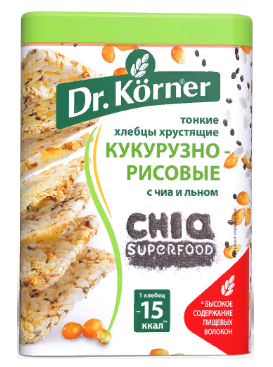 DR.KORNER Хлебцы &quot;Кукурузно-рисовые&quot; с чиа и льном 100г — 65fit