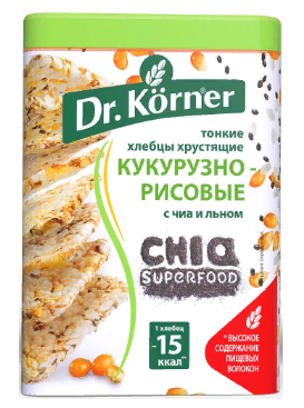 DR.KORNER Хлебцы "Кукурузно-рисовые" с чиа и льном 100г фото 1 — 65fit