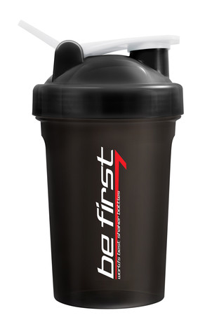 Спортивный шейкер с шариком черный 400мл, BE FIRST — 65fit