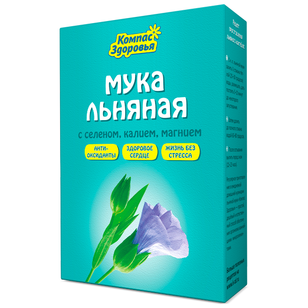 КОМПАС ЗДОРОВЬЯ Мука льняная с селеном, калием, магнием 300г фото 1 — 65fit