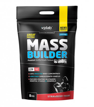 VPLAB MASS BUILDER Гейнер &quot;Клубника-йогурт&quot; пакет 5кг — 65fit