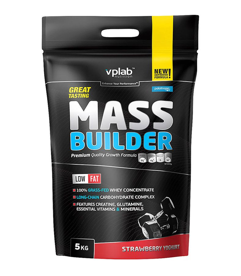 VPLAB MASS BUILDER Гейнер "Клубника-йогурт" пакет 5кг фото 1 — 65fit