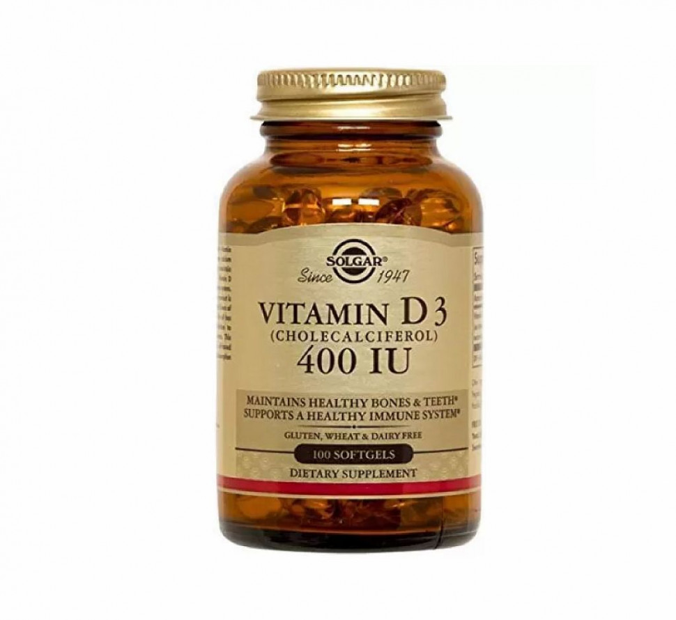 #SOLGAR Vitamin D-3 400 IU 100 softgel фото 1 — 65fit