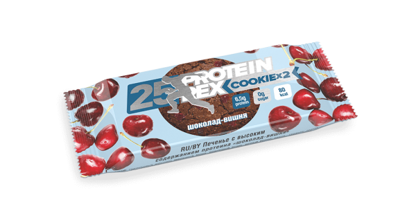 Протеиновое печенье шоколад-вишня 50гр, Protein Rex фото 1 — 65fit