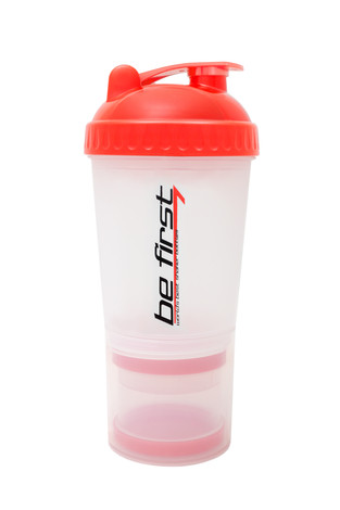 Спортивный шейкер красный 3-в-1 600мл, BE FIRST — 65fit