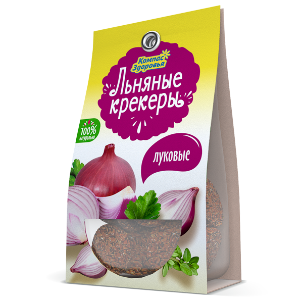 Крекер льняной с луком 50гр, Компас здоровья фото 1 — 65fit