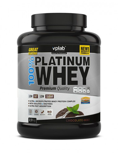 VPLAB 100% PLATINUM WHEY Протеин &quot;Шоколад-мята&quot; банка 2,3 кг — 65fit