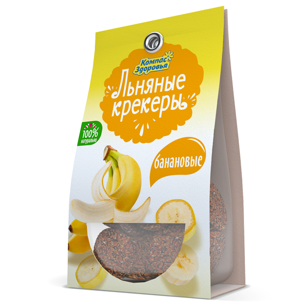 Крекер льняной с бананом 50гр, Компас здоровья фото 1 — 65fit