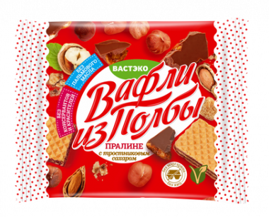 ВАСТЭКО Вафли из полбы с тростниковым сахаром &quot;Пралине&quot; 45г — 65fit