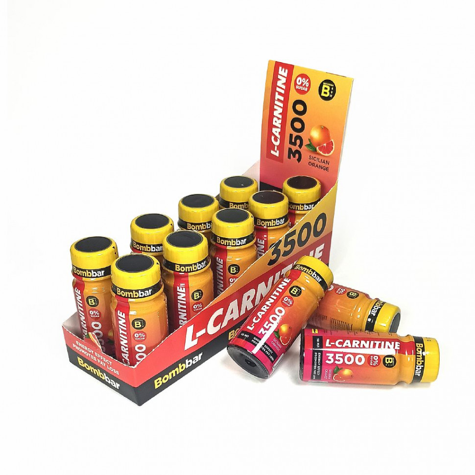 BOMBBAR Напиток б/а L-carnitine 3500 Сицилийский Апельсин шот 50мл фото 1 — 65fit