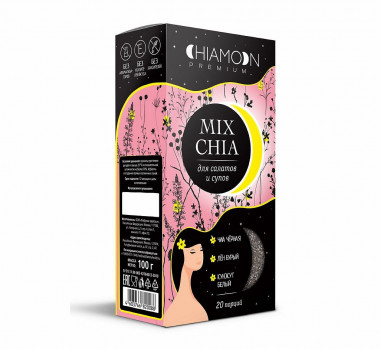 CHIAMOON  Семена Чиа черная с белым кунжутом и бурым льном 100г — 65fit