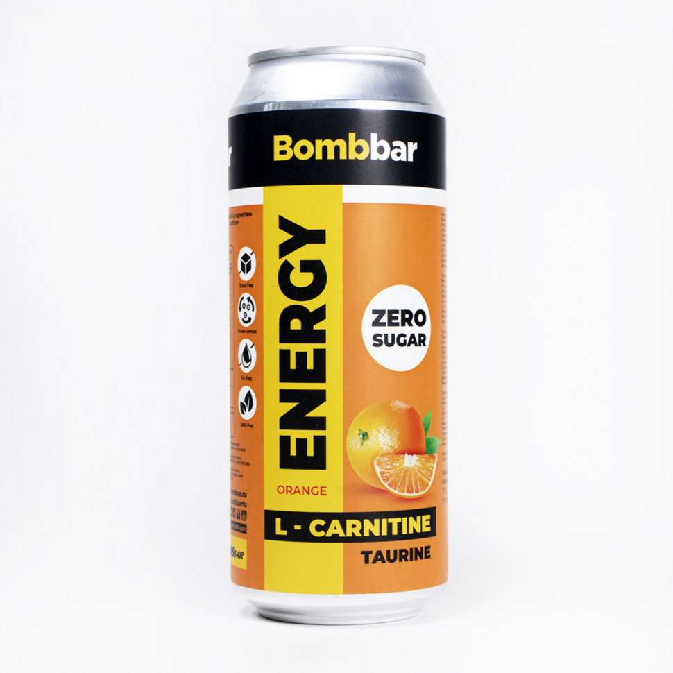 BOMBBAR Напиток б/а L-CARNITINE Апельсин ж/б 0,5л фото 1 — 65fit