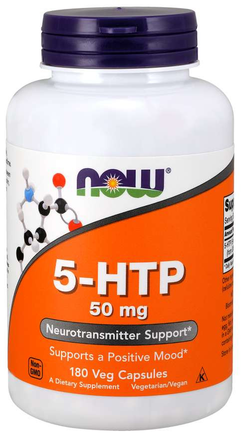 NOW Аминокислота 5-HTP 50 mg 180 Veg Capsules фото 1 — 65fit