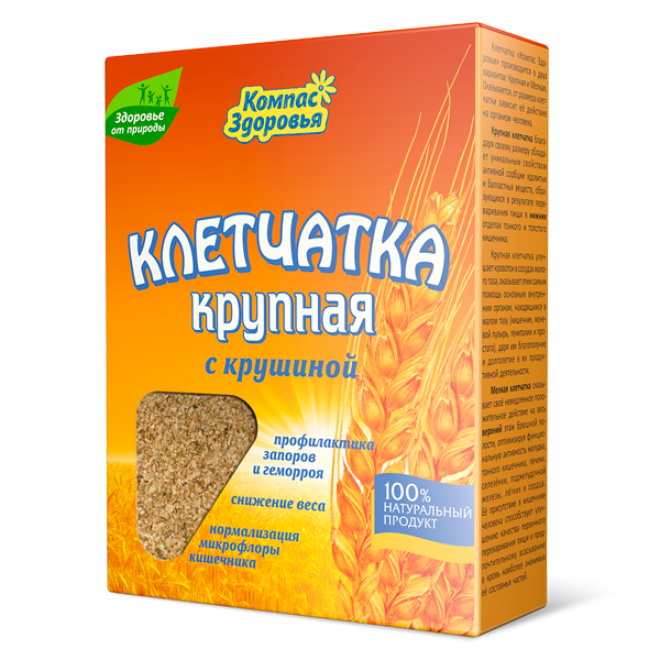 КОМПАС ЗДОРОВЬЯ Клетчатка пшеничная крупная с крушиной 150г фото 1 — 65fit