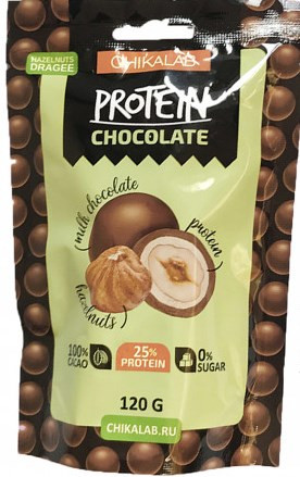 CHIKALAB PROTEIN Драже в шоколаде "Фундук" 120г фото 1 — 65fit