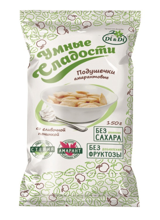 АКЦИЯ 4+1**УМНЫЕ СЛАДОСТИ Подушечки со сливками со стевией 150г фото 1 — 65fit