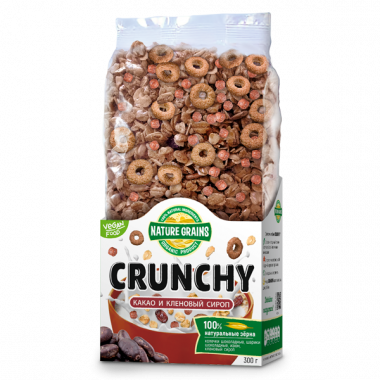 Завтраки сухие с какао и кленовым сиропом 300гр, Crunchy — 65fit