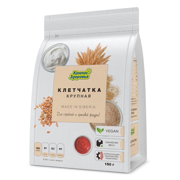 КОМПАС ЗДОРОВЬЯ Клетчатка пшеничная крупная 150г фото 1 — 65fit
