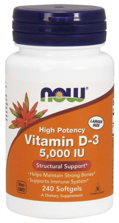 NOW Vitamin D-3 5000 IU 120 Softgels &mdash; 65fit