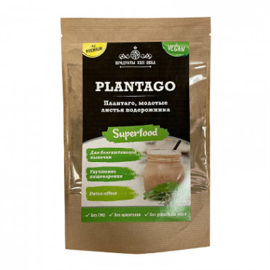 ПРОДУКТЫ XXII  Плантаго молотый (листья подорожника) 100г/21 — 65fit