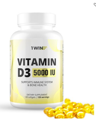 1WIN Витамин D3 5000 ME, 120 капсул, пд фото 1 — 65fit