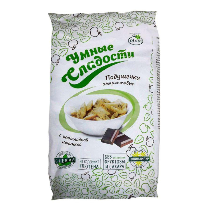 АКЦИЯ 4+1**УМНЫЕ СЛАДОСТИ Подушечки с шоколадом со стевией 150г фото 1 — 65fit