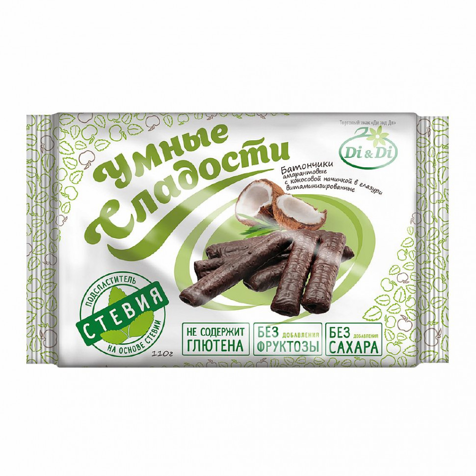 УМНЫЕ СЛАДОСТИ Батончики без глютена "Кокос в глазури" 110г фото 1 — 65fit