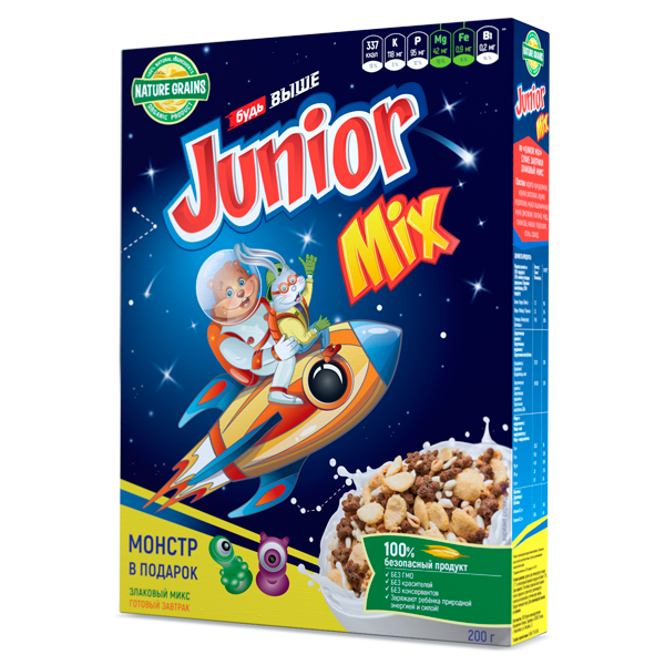 Завтраки сухие злаковый микс 200гр, Junior Mix фото 1 — 65fit