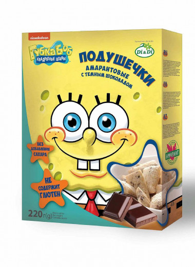 ГУБКА БОБ Подушечки амарантовые с шоколадной начинкой 220г — 65fit